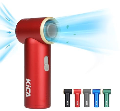 Kica Jetfan Mini Handheld Fan,3000mAh USB Rechargeable Portable fan,Powerful Airflow Desk Fan with14h Working Time,Metal Shell Feels Cool,Slider Speed Adjustment,for Home Office Outdoor Travel-Red