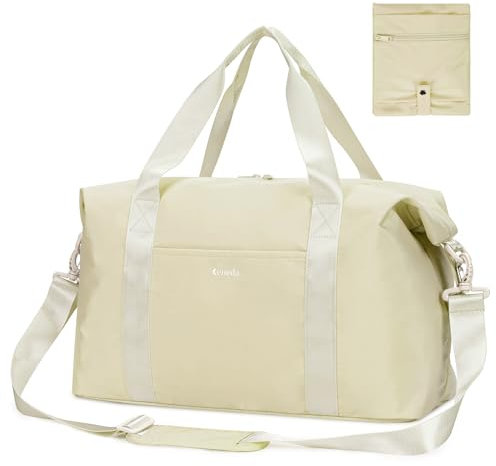 Ceneda Reisetasche Damen Handgepäck Tasche für Easyjet 45x36x20 Faltbar Flugzeug Weekender und Herren Sporttasche Reisetasche Handgepäck(Beige)