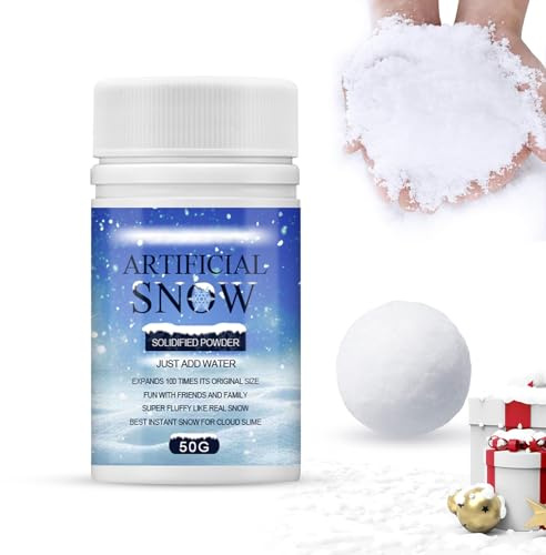 HASAIKA® Nieve de Cristal, Nieve Falsa para Decoración Navideña, Pasta de Nieve Decorativa con Purpurina para Efectos de Nieve escarchada y Brillante, 50 g