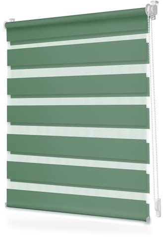 Lichtblick Duo Rollo ohne Bohren Blickdicht Salbei 80 cm x 130 cm (B x L) | Duo Rollo, Rollos für Fenster ohne Bohren, Montage ohne Bohren, Mit Lichtfilter, Klemm-Montage, Sonnenschutz, Klemmbar