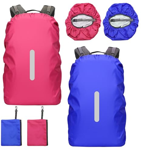 MIPIACE 2 Stück Regenschutz Rucksack mit Reflexstreifen 35l Regenschutz für Rucksäcke Regenschutz Schulranzen Wasserschut Regenhülle Rucksack mit Aufbewahrungstasche für Schulweg Outdoor Wandern