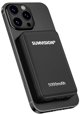 Sumvision 5000mAh Power Bank iPhone Wireless Charger Fast Charging Powerbank Battery Pack USB C Magnetic iPhone 12 13 14 15 UK Design UK Tech Support