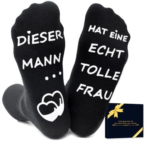 QMofeixiaodianQ Lustige Anti-Rutsch Socken mit Spruch – Geschenk für Männer & Paare zum Hochzeitstag oder Geburtstag