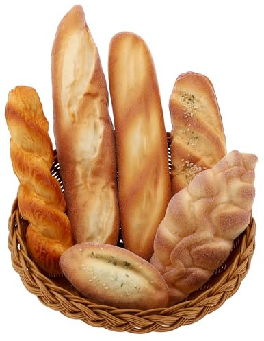 Gresorth 6 Stück Kunstbrot Deko Fake Baguette Lebensmittel Modell Simulation Französisches Brot Deko Realistisches Dessert Schmuck Weihnachtsbäckerei