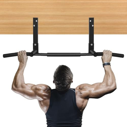 Barres de traction, montage mural, pour salle de gym à domicile, support d'entraînement multifonction en acier inoxydable (Noir Profond)