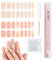 Aokitec Ongles Autocollants Adhesif avec Lampe UV, 32 pcs Faux Ongles Autocollants, N'abîme pas les ongles, Facile à utiliser, Stickers Ongles avec UV Lamp Nails pour Nail Art, Couleurs nude
