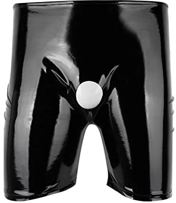 Rrongwn Pu Leder Boxershorts Herren Hipster Lack Leder Wetlook Männer Unterwäsche Ouvert Shorts Lack Leder Optik Ouvert Dessous Slip Sissy Höschen Wetlook Design Gogo Clubwear Valentinstag Kleidung