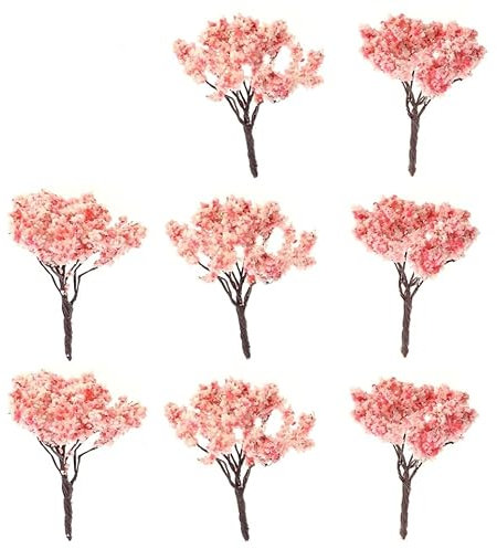 Alipis 10 pièces paysage paysage modélisme arbre miniature cerisier mini jardin diorama herbe terrain fleurs de cerisier décor jardin miniature branches de cerisier rose