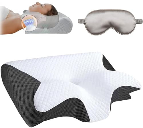 Ergonomisches Kissen Curolex, Curolex Kissen, Nackenkissen Aus Memory Foam, Orthopädisches Nackenkissen, Nackenstützkissen Für Seiten, Rücken Und Bauchschläfer (Black)