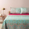 Bassetti Indian Roses Tagesdecke aus 100% Baumwolle in der Farbe Türkis T1, Maße: 265x255 cm - 9332274