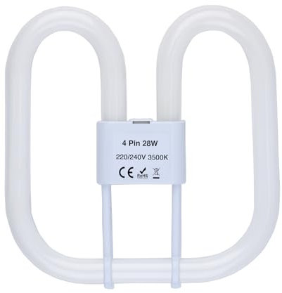 GR10q 4 Pin Bathroom Light Bulb, 2D Square 28W Compact Fluorescent Lamp, CFL Low Energy Light Bulb, 4 Pin Bathroom Light Bulbs for Ceiling Lights, Warm White 3500K, 960LM