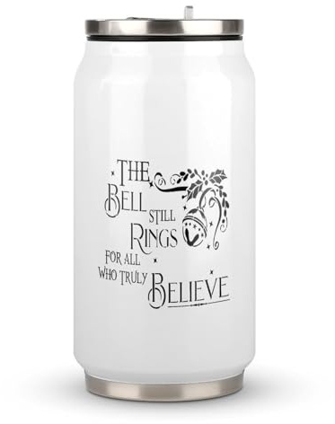 Polar Express The Bell Still Rings Christmas Cups Motivational Quote Stainless Steel Tumbler Travel Coffee Mug Stainless Steel Cup with Lid and Straw for Men Women Birthday Gift