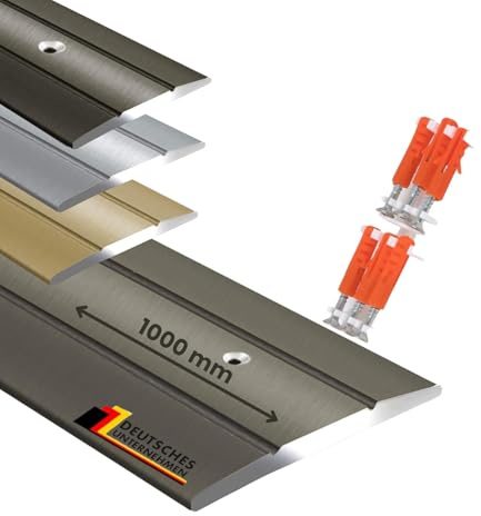 KARAT Übergangsprofil Vorgebohrt Champagner 1000 mm Alu - Länge 0,9m, Breite 36 mm - Übergangsschiene Aluminium eloxiert, Übergangsleiste Vorgebohrt, Abdeckleiste Firm