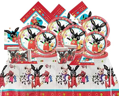 PYTRARTY Kit Festa Compleanno Bunny Stoviglie, 81 Pezzi, per 20 Persone