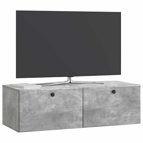 vidaXL Wandmontierter TV-Schrank 98 x 41 x 30 cm Betongrau, Wohnzimmeraufbewahrung, moderner Schrank, Wand-TV-Ständer, rechteckiges Design, viel Platz, praktische Möbel