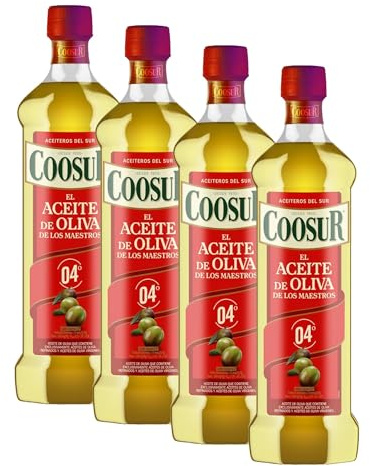 COOSUR - Aceite de Oliva Suave. El Aceite de los Maestros. Botella 1 L (Paquete de 4)