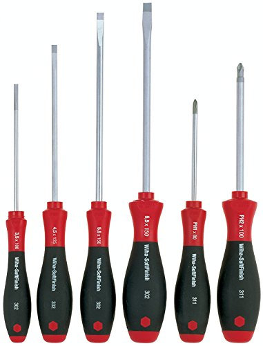 WIHA PH1 + PH2 - Juego de destornilladores planos (6 piezas, 3,5 - 6,5 mm)