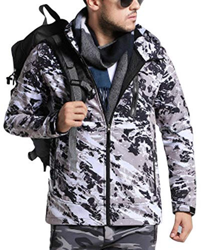 Homme Couple Encapuchonné Softshell Imperméable Camouflage Veste De Ski Randonnée Manteau Homme Noir Blanc L
