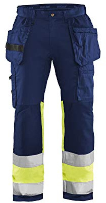 Blaklader 155818118933C50 High Vis Arbeitshose mit Stretch, Marineblau/Gelb, Größe C50