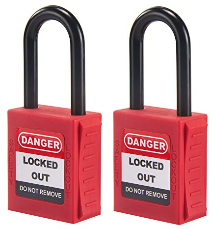 Safety Lockout Vorhängeschloss, 2 Stück Nylon Isolierung Sicherheitsschloss, Outdoor Padlock mit 4 Schlüsseln, Rot Sicherheitsschloss für Industrie/Electric