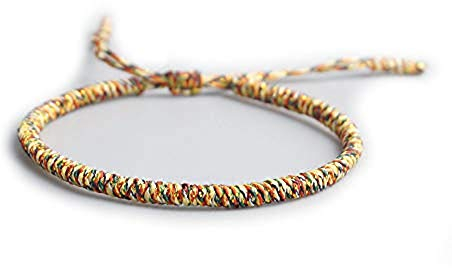 EXINOX Tibetanisches spirituelles Armband, für Damen und Herren, handgefertigt, traditioneller buddhistischer Knoten De 15 a 24 Cm Gelb gemischt