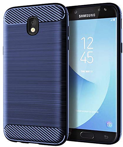 Asuwish Handyhülle für Samsung Galaxy J5 2017 Hülle mit Glas Folie Panzerfolie Schutzfolie und Extra Dünn Silikon TPU J5 Pro Duos SM-J530F/DS J530F Slim Handy Hüllen Schutzhülle Phone Case Blau