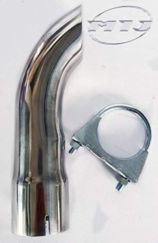 Curl Down Exhaust Tail Pipe Clamp On Curve Downwards Tip Stainless Steel Trim Mufflers Rear Back Box (2.25 - 57mm)