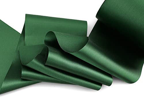 3 m x 112 mm Satinband SOPHIE DUNKELGRÜN Tannengrün (035) Satin Tischband Tischläufer Schleifenband ohne Draht breites weiches Band Tischdekoration Tisch Deko Geschenkband mit einseitigem Glanz