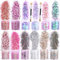 HOWAF 12 Boxen Glitzer für Nagel Gesicht Körper mit Pinsel, Make-Up Pailletten Glitter für Nägel Art Augen Lippen Haare Körper Dekoration, Halloween Weihnachten Festival Masquerade Make-Up Zubehör