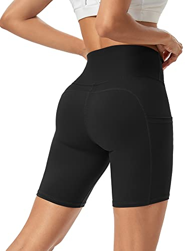 Promover Activewear-Shorts für Damen Kurze Leggings Blickdicht Radlerhose mit Taschen Hohe Taille Sporthose Trainieren Sportshorts Fitness Yoga Shorts Bauchkontrolle 4-Wege-Stretch Sommer Hotpants