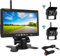 OiLiehu Wireless Rückfahrkamera Kit, 7 Zoll HD LCD Monitor mit Antenne, 2 x Wireless Rückfahrkamera, IP67, Nachtversion, 12-24 V, geeignet für Busse, SUV, LKW, Anhänger