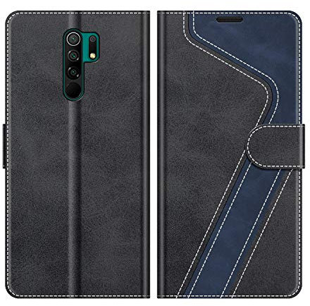 MOBESV Custodia per Xiaomi Redmi 9, Cover a Libro Magnetica Custodia in Pelle per Xiaomi Redmi 9, Elegante Nero
