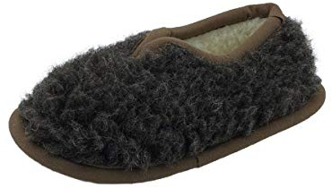 Hollert Damen Hausschuhe aus Merinowolle Foggia warme Hüttenschuhe aus Schafwolle Schuhgröße 36, Farbe Braun
