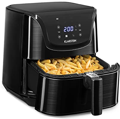 Klarstein Freidora Sin Aceite l 1700 W, 5,4 litros, Pantalla LCD Táctil, 8 Programas l Freidora Aire Caliente de Acero Inoxidable, Air fryer de Bajo Consumo, Freidoras de Aire con Termostato, Negro