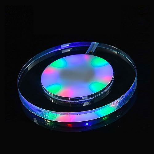 KEEDA Dessous de verre à LED pour boissons, dessous de verre en acrylique lumineux rechargeable pour bar, cocktail, bière, boisson, bouteille lumineuse pour fête, mariage, bar club (RVB)