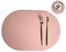 Oval Tischsets Abwischbar, Leder Kunstleder Platzset Zweifarbig Wasserdicht Platzdecken mit Untersetzer ür Hause Küche Restaurant (Rosa/Dunkelgrau,6 Stück)