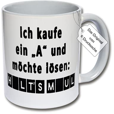 Lustige Tasse, Kaffeetasse mit Spruch Ich kaufe ein A und möchte lösen Halt's Maul Spruchtasse Geschenk Büro (Grau)
