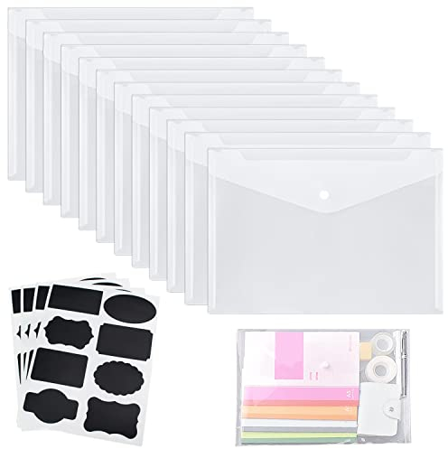 LBING Dokumententasche A5 Klarsichthülle Dokumenten-Taschen mit Klettverschluss12STK A5 Sichttasche Dokumenten Mappen Brieftaschen Tasche für Datei Papier Quittungen
