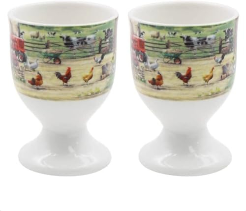 The Leonardo Collection LP94760 Ceramic Egg Cup | Farmhouse design | Set of 2, Multicolor