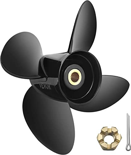 VEVOR Außenbordpropeller, Ersatz für OEM 3587522, 4-Blatt 14-1/4 Zoll x 19 Zoll Pitch Aluminium-Bootspropeller, kompatibel mit Volvo Penta SX-Antrieb Aller Modelle, mit 19 Zahnverzahnungen, Rechts