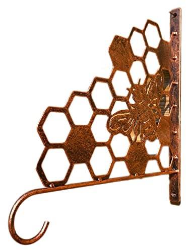 Bumble Bee Hanging Basket Bracket Steel Copper Effect Honeycomb Planter Hanger 27cm