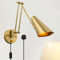 AAOTE Industrial Dimmable Wall Lights with Switch & Plug in, Retro Adjustable Swing Arm Wall Lamp, Rustic E27 Gold Brass Wall Sconce, Wall Lighting Fixture for Indoor Living Room Bedroom Loft
