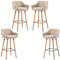 Lot de 4 Tabourets de Bar, avec Dossier et Repose-Pieds, Chaise Haute et Rembourrée, Surface en Lin, Hauteur d’Assise de 64 cm, Pieds en Bois Massif, en Tissu matelassé, élégant