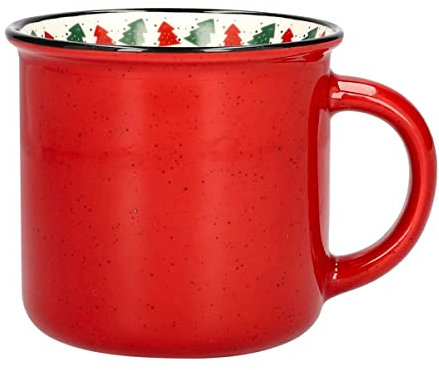 HOMLA Pottie Becher im Weihnachtsstil Weihnachtliches Geschirr Becher Moderner Trendiger und Vielseitiger Stil Fassungsvermögen 350 ml aus Hochwertigem Porzellan Farbe Rot 9 cm x 10 cm