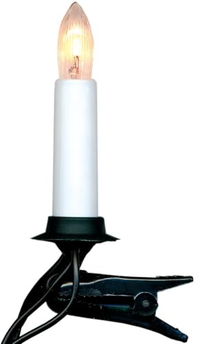 EGLO LED Weihnachtskaum Kerzen, Set aus 16 Stabkerzen mit Halterung, Weihnachtskerzen mit Klemme, Kunststoff in weiss, grün, warmweiß