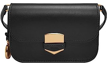 Fossil Lennox Damen Leder große oder kleine Klappe Crossbody Geldbörse Handtasche, Schwarz Small, Small