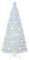 COSTWAY Albero di Natale Pre-illuminato in Fibra Ottica 120/150/180/210 cm, Albero di Natale Bianco con Foglie Iridescenti, Luci a LED a Fiocco di Neve Multicolore, Luce Superiore a Stella (180 CM)