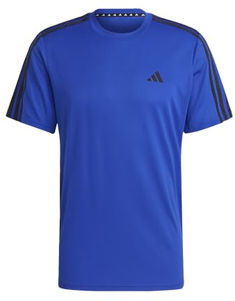 adidas Men's Train Essentials 3-Stripes Training Tee, Lucid Blue/Black, S