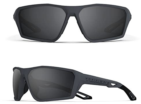 TOREGE Polarisierte Sport-Sonnenbrille für Männer und Frauen, Schießen, Radfahren, Laufen, Golf, Angeln, Sonnenbrille, langlebige Linse, Matte Grey & Grey Lens