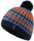 Trollkids Kinder Hafjell Bommelmütze, Stahlblau/Marine/Dunkelorange, Größe 52-56